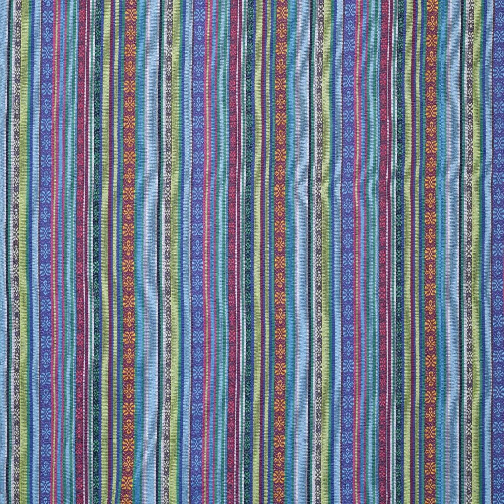 Folk pattern fabric - blue with green 200 g/m²