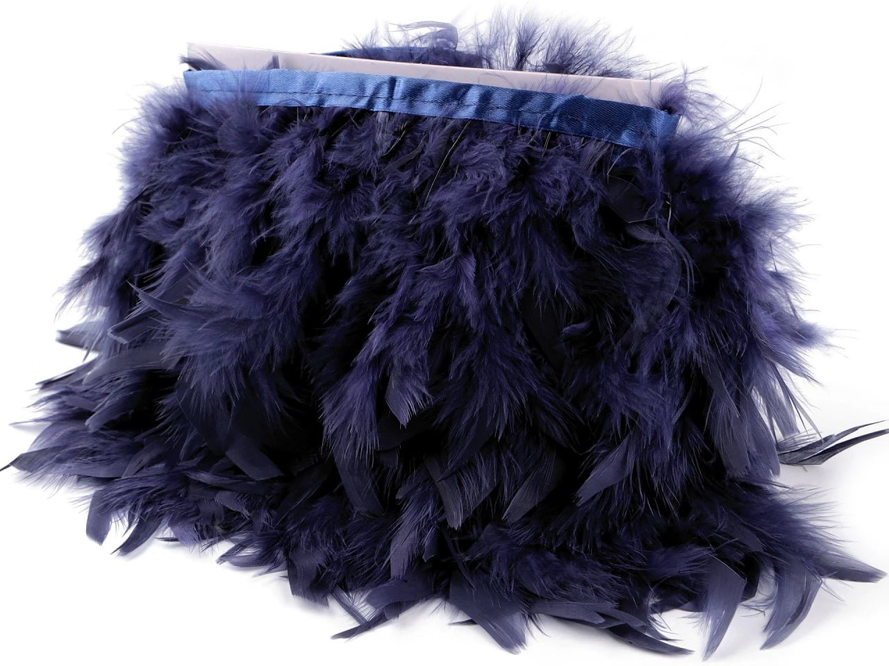 Turkey feather trim ribbon - dark blue (50 cm pack)
