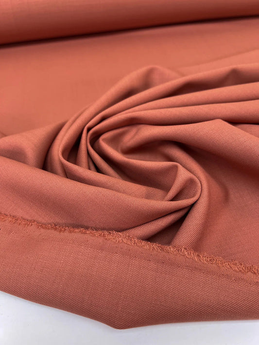 Wool fabric with elastane - red clay 215 g/m²