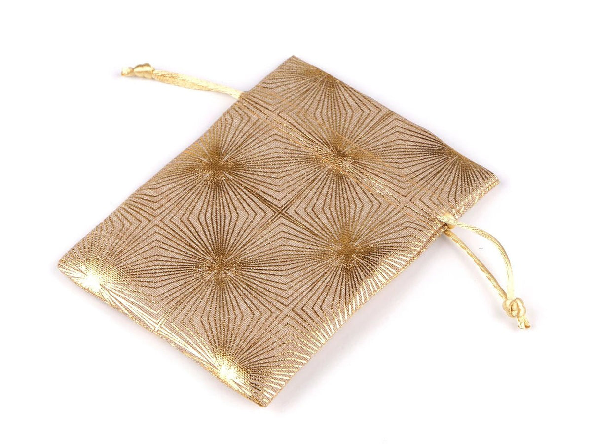 Image of a gold gift bag, 13x18 cm – available online at Šarlotes audumi