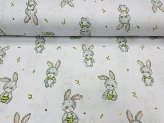 100% Cotton fabric - long-eared bunnies 125 g/m²