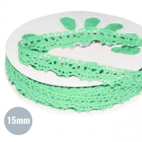 100 % dentelle en coton - 1,5 cm menthe