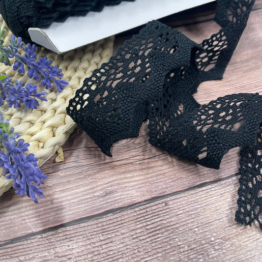 Dentelle en acrylique de 3,7 cm noire