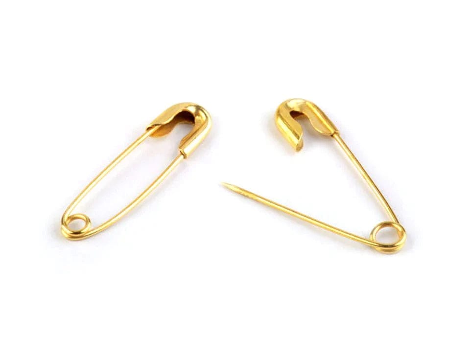 Épingles de sûreté, trombones 28 mm dorés (50 pièces par paquet)