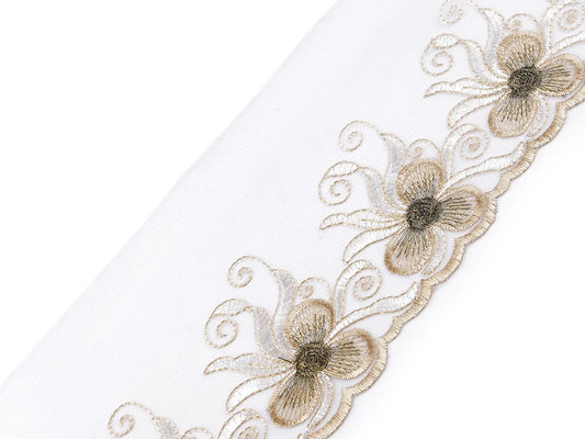 Embroidered lace-13 cm beige