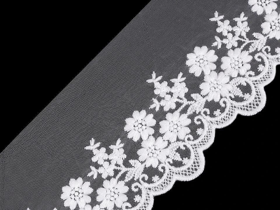 Dentelle brodée - 9 cm blanche