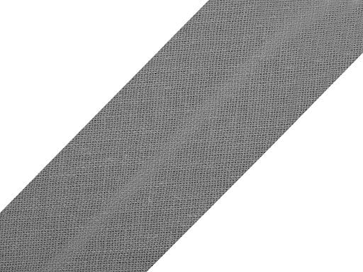Ruban biais en coton 20 mm gris