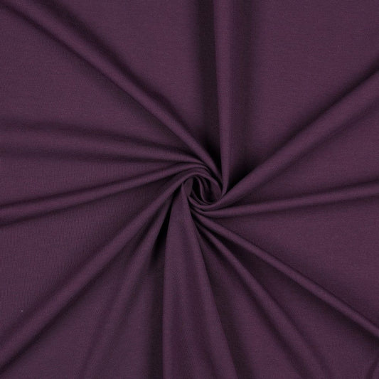 Jersey de coton fin aubergine 215 g/m²