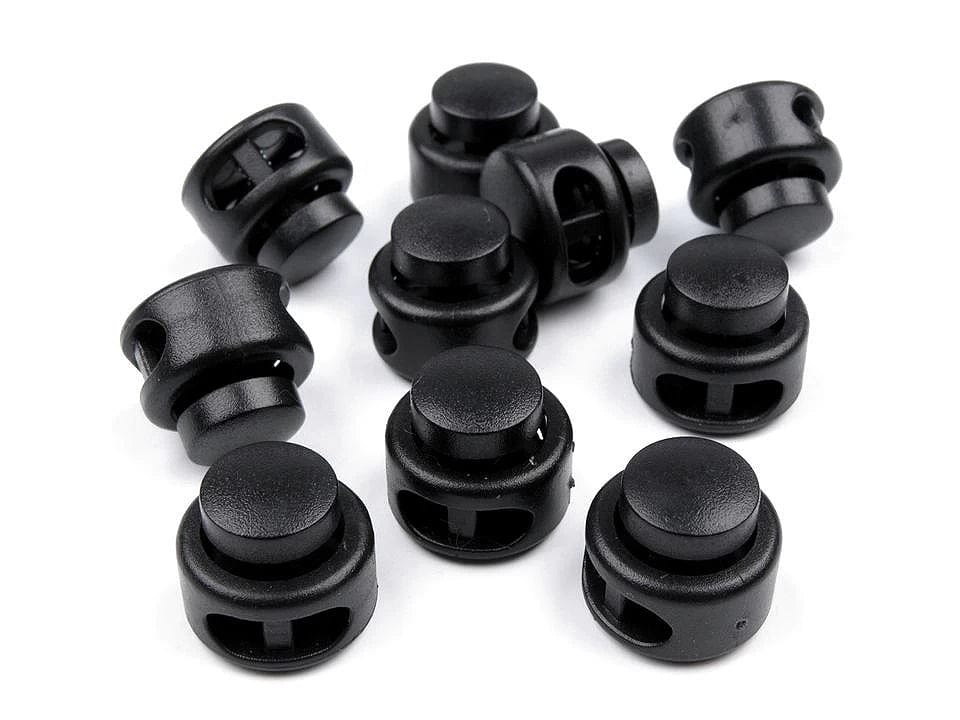 Kunststoff-Kordelstopper, 2 Löcher, 13x15 mm, schwarz