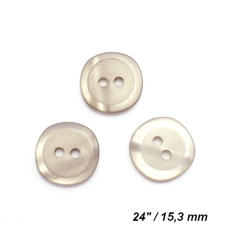Boutons en plastique 15 mm, gris brillants
