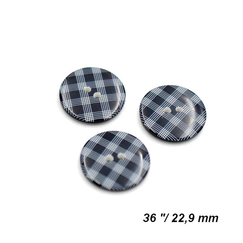 Plastic buttons 2.3 cm-dark blue plaid