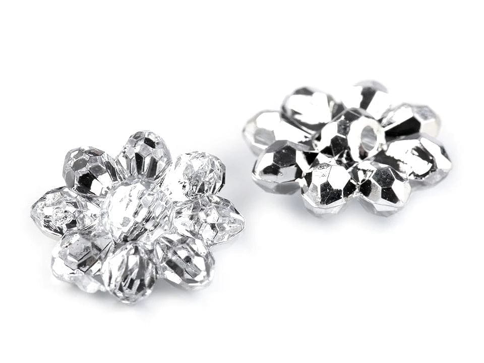 15.2 mm shiny flower button on a stem