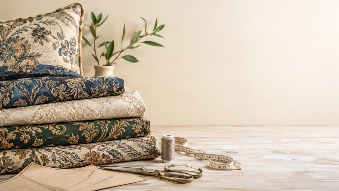 Dense fabric with woven patterns, jacquard and tapestry fabrics for sewing