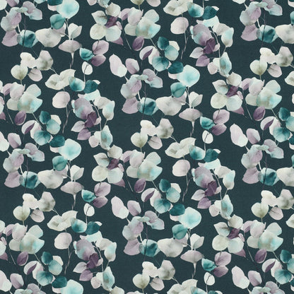 Premium 100% Cotton Fabric - Eucalyptus on Petrol