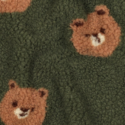 Teddy fleece bears on dark green