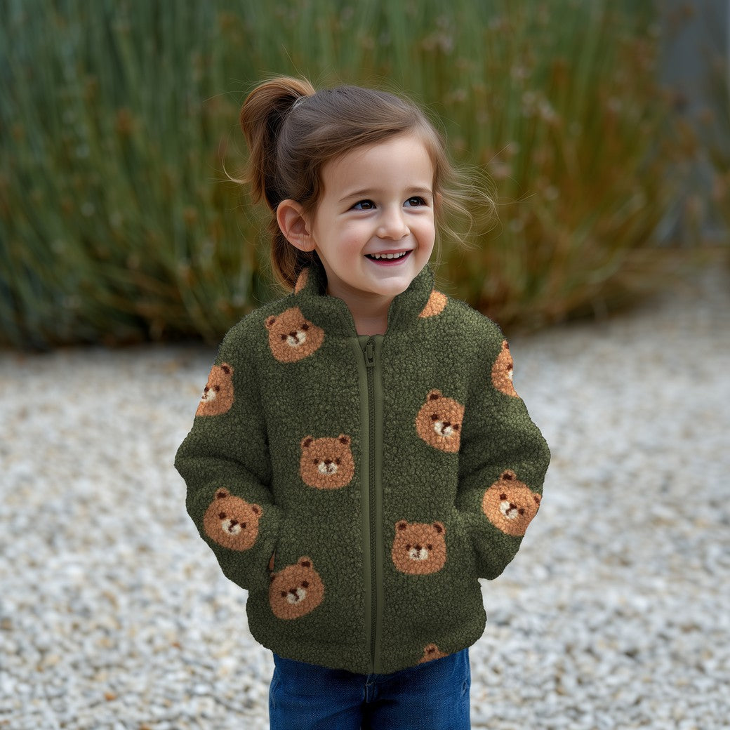 Teddy fleece bears on dark green
