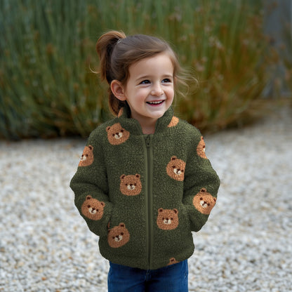Teddy fleece bears on dark green