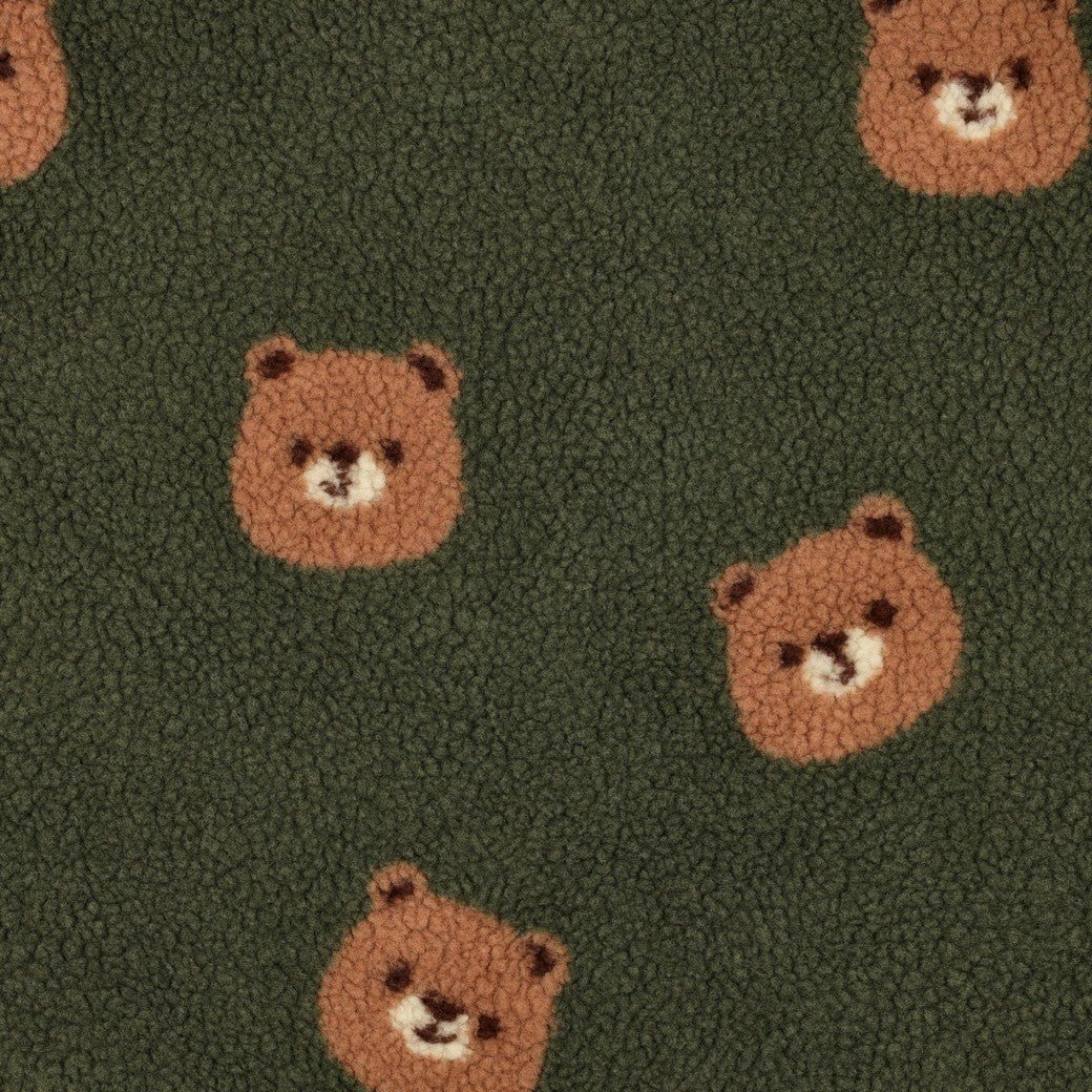 Teddy fleece bears on dark green