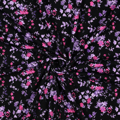 Cotton Jersey, Fine Lilac Flowers