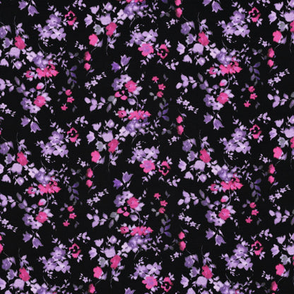 Cotton Jersey, Fine Lilac Flowers