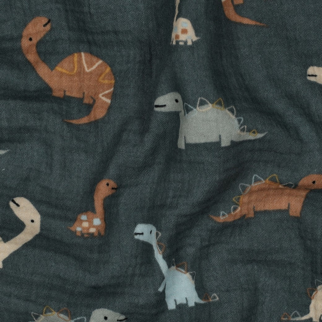 Muslin Dinosaurs on Dark Green