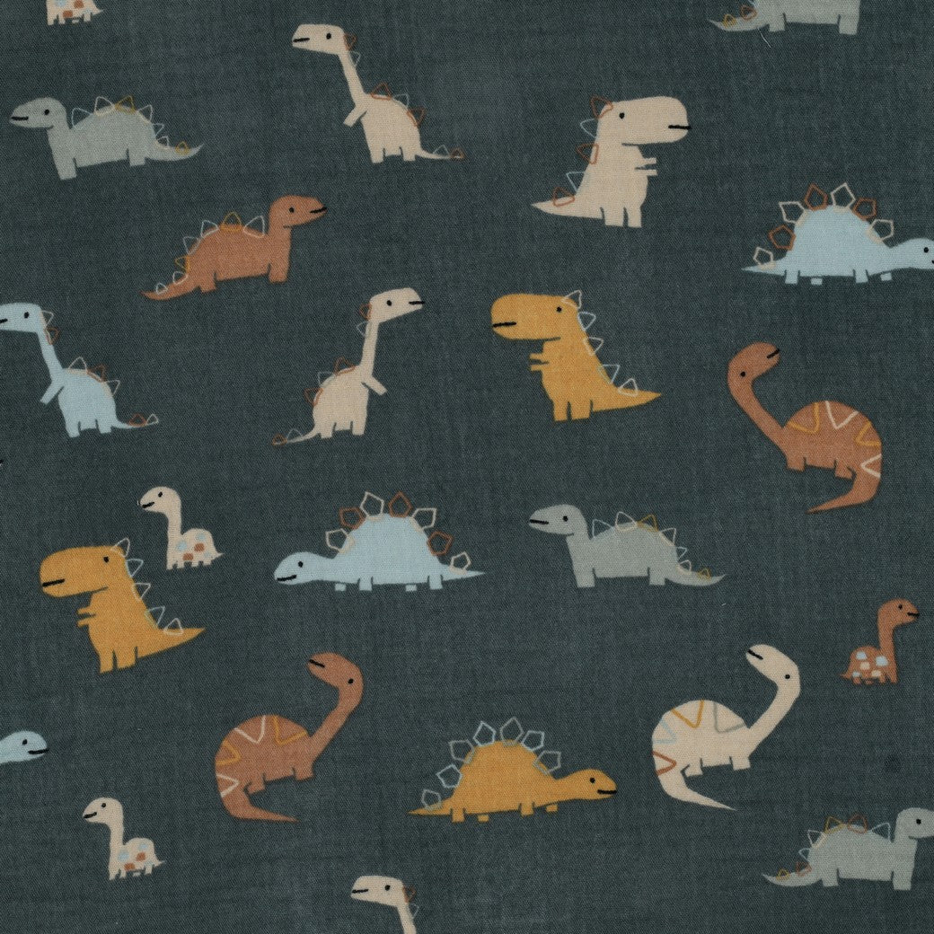 Muslin Dinosaurs on Dark Green