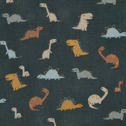 Muslin Dinosaurs on Dark Green