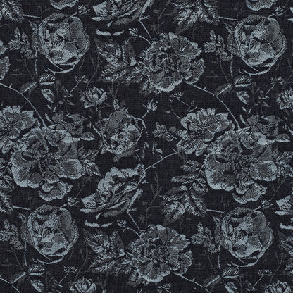 Tissu jacquard en denim à motif floral 350 g/m²