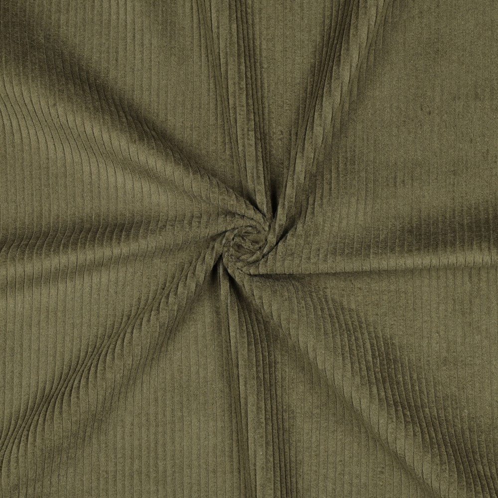 Velours côtelé en coton vert mousse 280 g/m²