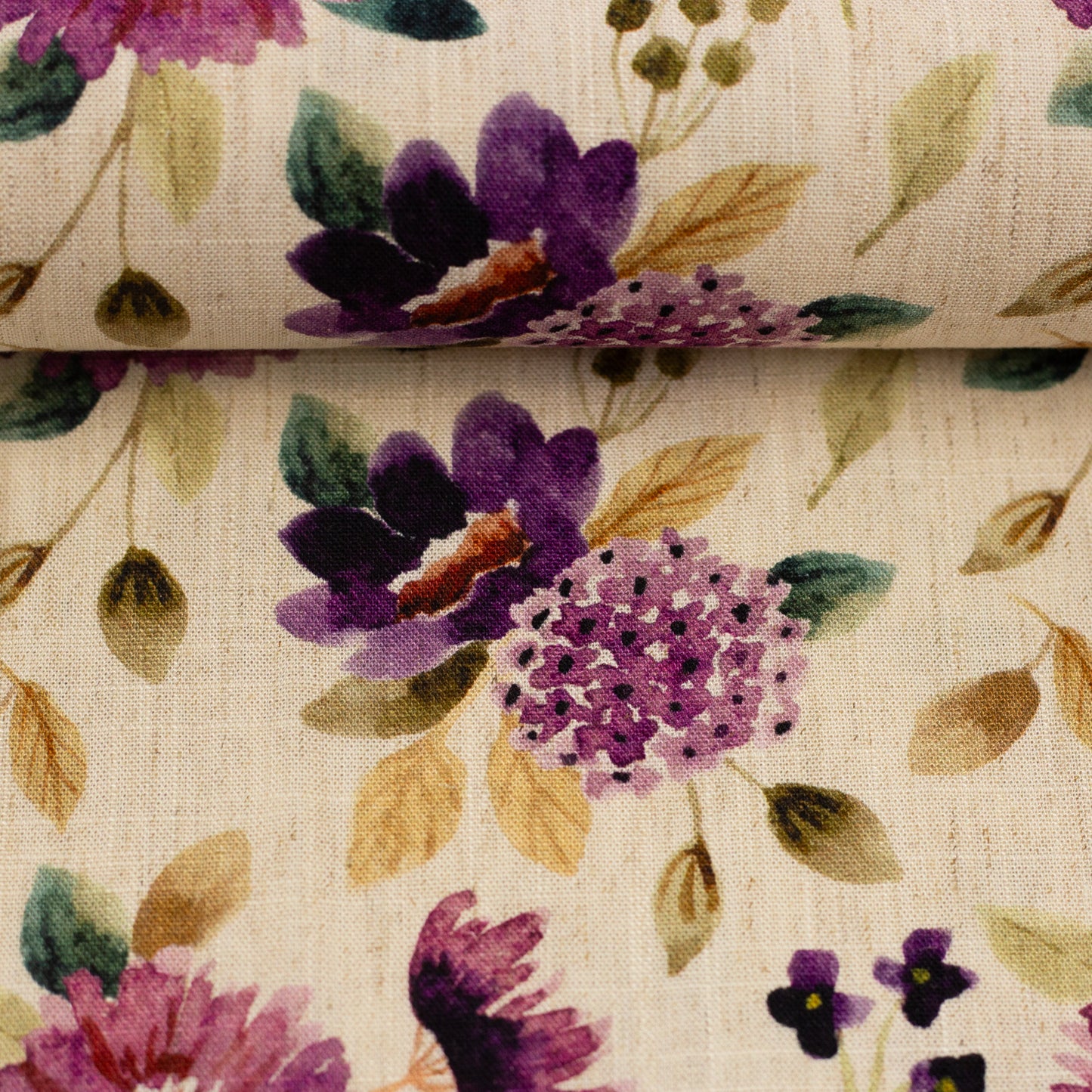 Leinen mit Viskose – Herbstblumen-Aquarell