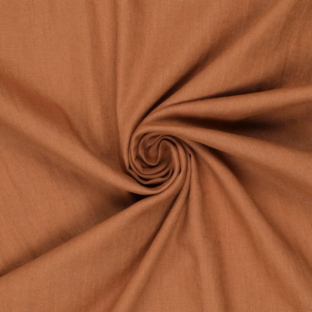 100% weich gemachter Leinenstoff - Cognac 165 g/m²