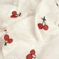 Embroidered cotton fabric - cherries 110 g/m²