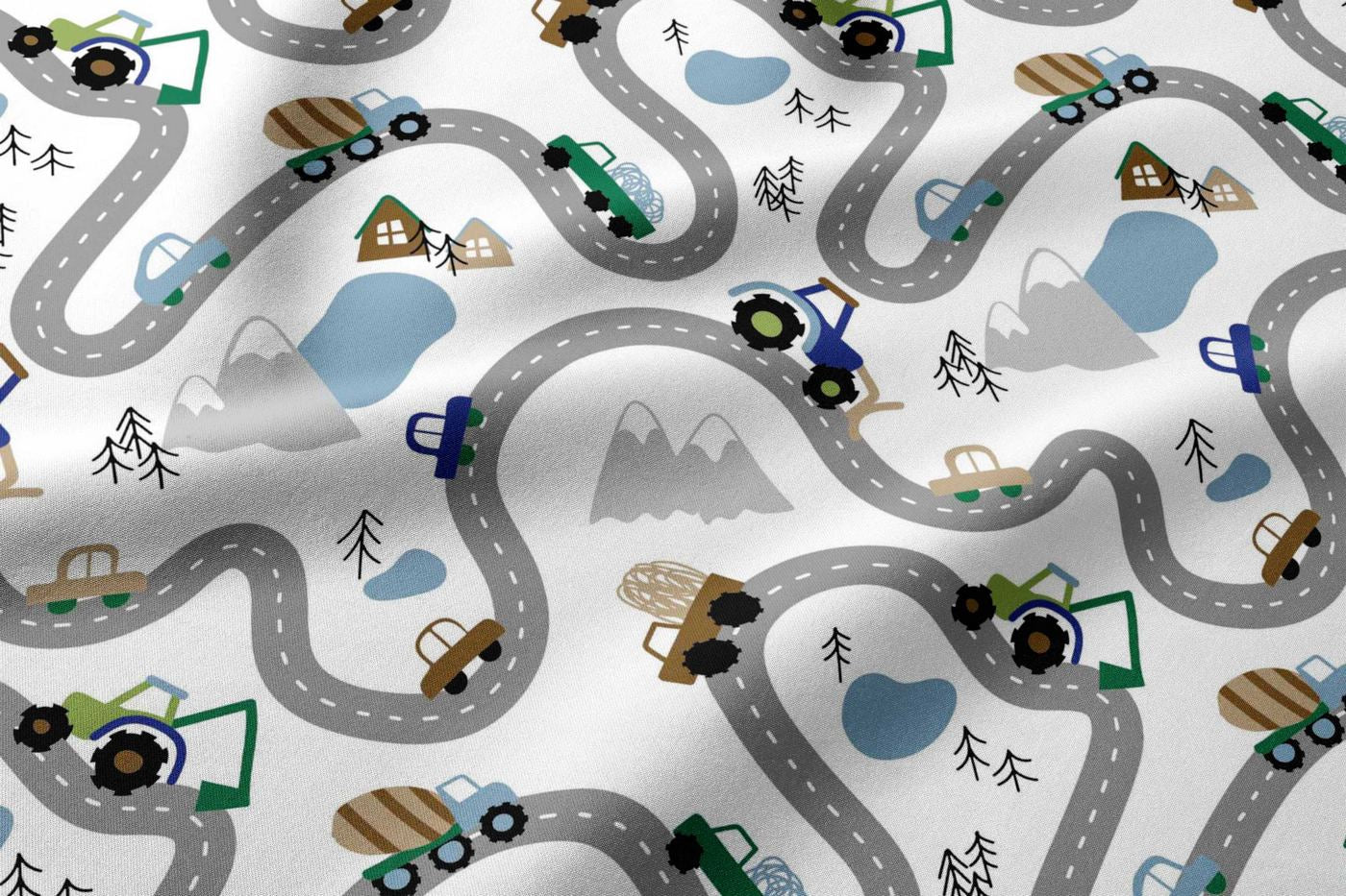 Image avec tissu 100 % coton - voitures sur la route, disponible en ligne, tissus Charlotte