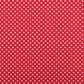 100% Kokvilnas audums - baltas pumpiņas uz sarkana fona (3 mm) 115 g/m²