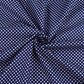 100% Kokvilnas audums - baltas pumpiņas uz tumši zilnas fona (3 mm) 115 g/m²