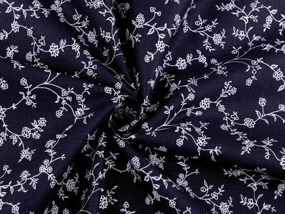 alt
Image with 100% cotton fabric - white floral vines on dark blue 125 g/m² – available at Šarlotes fabrics