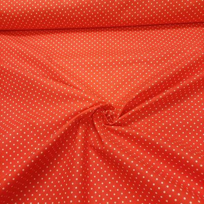 Tissu 100 % coton - pois blancs sur fond rouge (3 mm) 130 g/m²