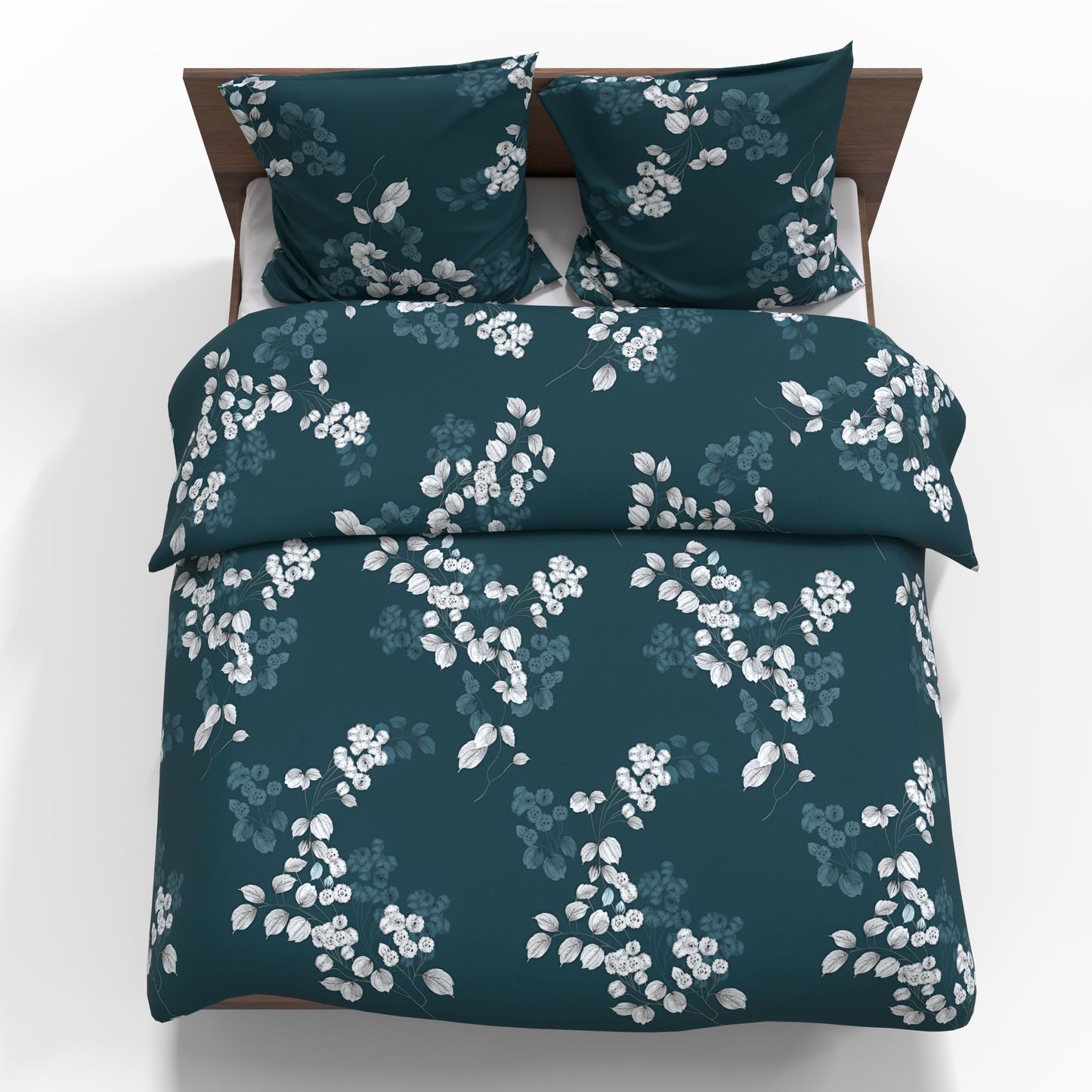 Tissu 100 % coton - fleurs et feuilles blanches élégantes 220 cm 146 g/m² – disponible chez Šarlotes audumi