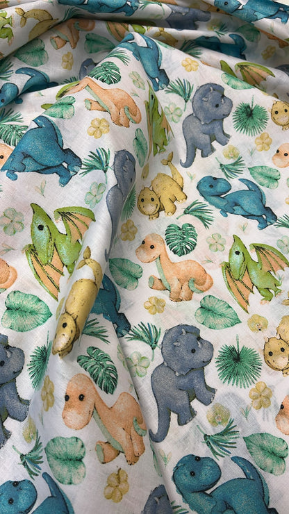 Image of 100% cotton fabric - dino 125 g/m² – available at Šarlotes audumi