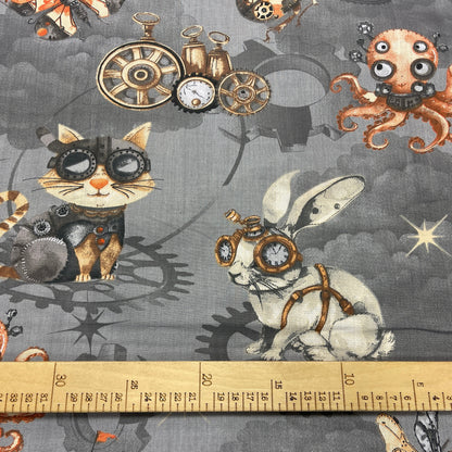 100% Cotton fabric - scientist cats 125 g/m²