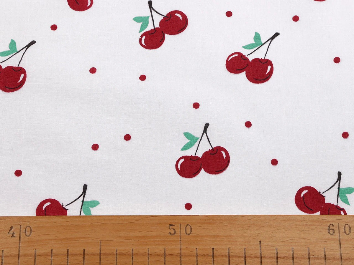 Image of 100% cotton fabric - cherries, available online at Šarlotes audumi
