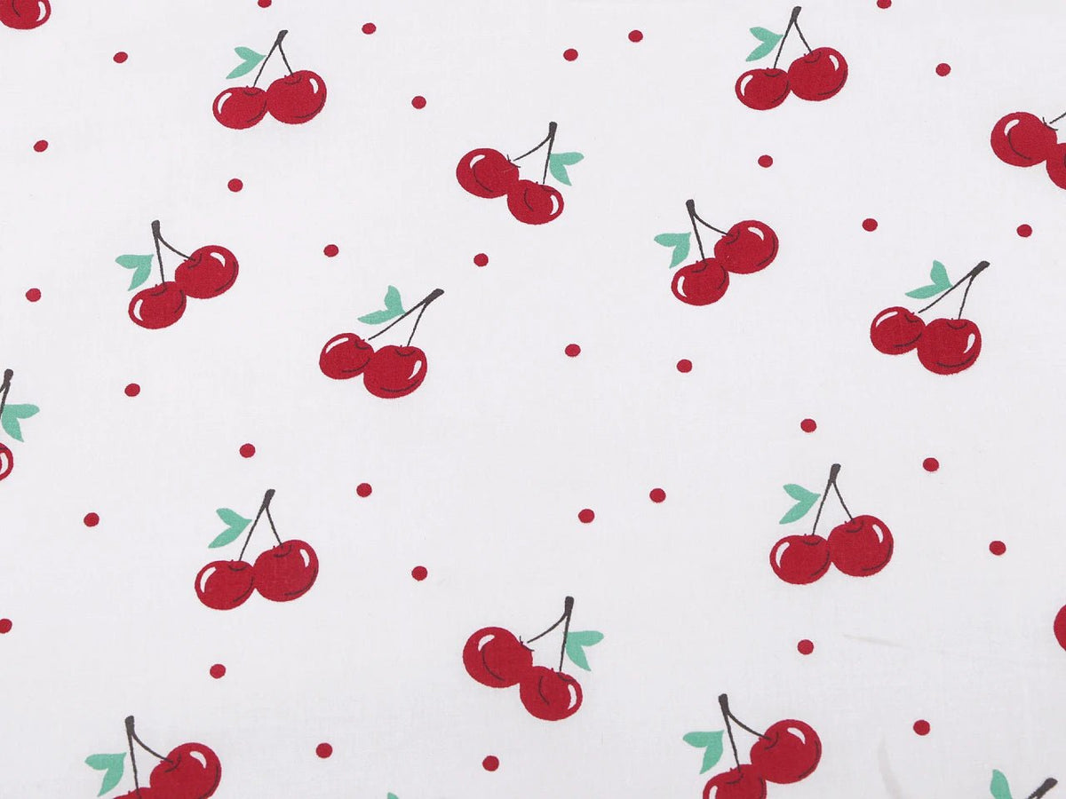 Image of 100% cotton fabric - cherries - available online Šarlotes audumi