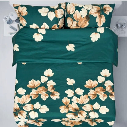 100% Cotton fabric - leaves on an emerald green background 220cm 146 g/m²