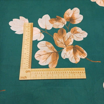 100% Cotton fabric - leaves on an emerald green background 220cm 146 g/m²