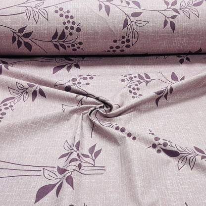 Tissu 100 % coton - motif de feuilles lilas 220 cm 146 g/m²