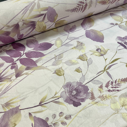Image with 100% cotton fabric - lilac meadow 220cm 146 g/m² – available at Šarlotes audumi