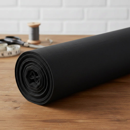Image with 100% cotton fabric - grayish black 220cm 146 g/m² – available at Šarlotes audumi