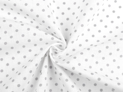 Tissu en coton 100 % - pois gris sur fond blanc (4 mm) 130 g/m²