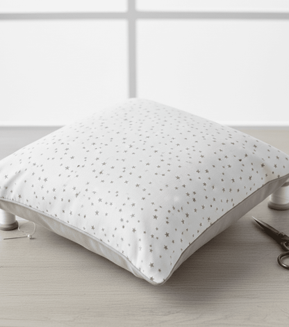 Image avec tissu 100 % coton - petites étoiles grises 125 g/m² – disponible chez Šarlotes audumi
