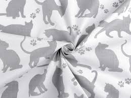 100% Cotton fabric - gray cats 125 g/m²